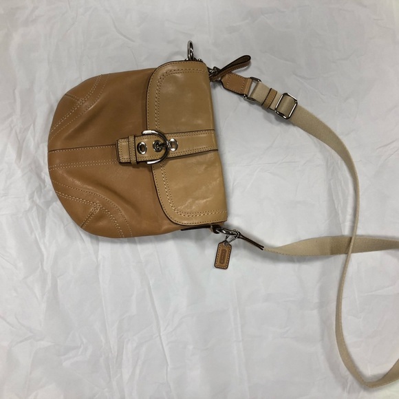 Coach Two-Tone Tan Leather Crossbody Bag - Picture 7 of 14